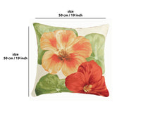 Nasturtium 2 White  French Tapestry Cushion