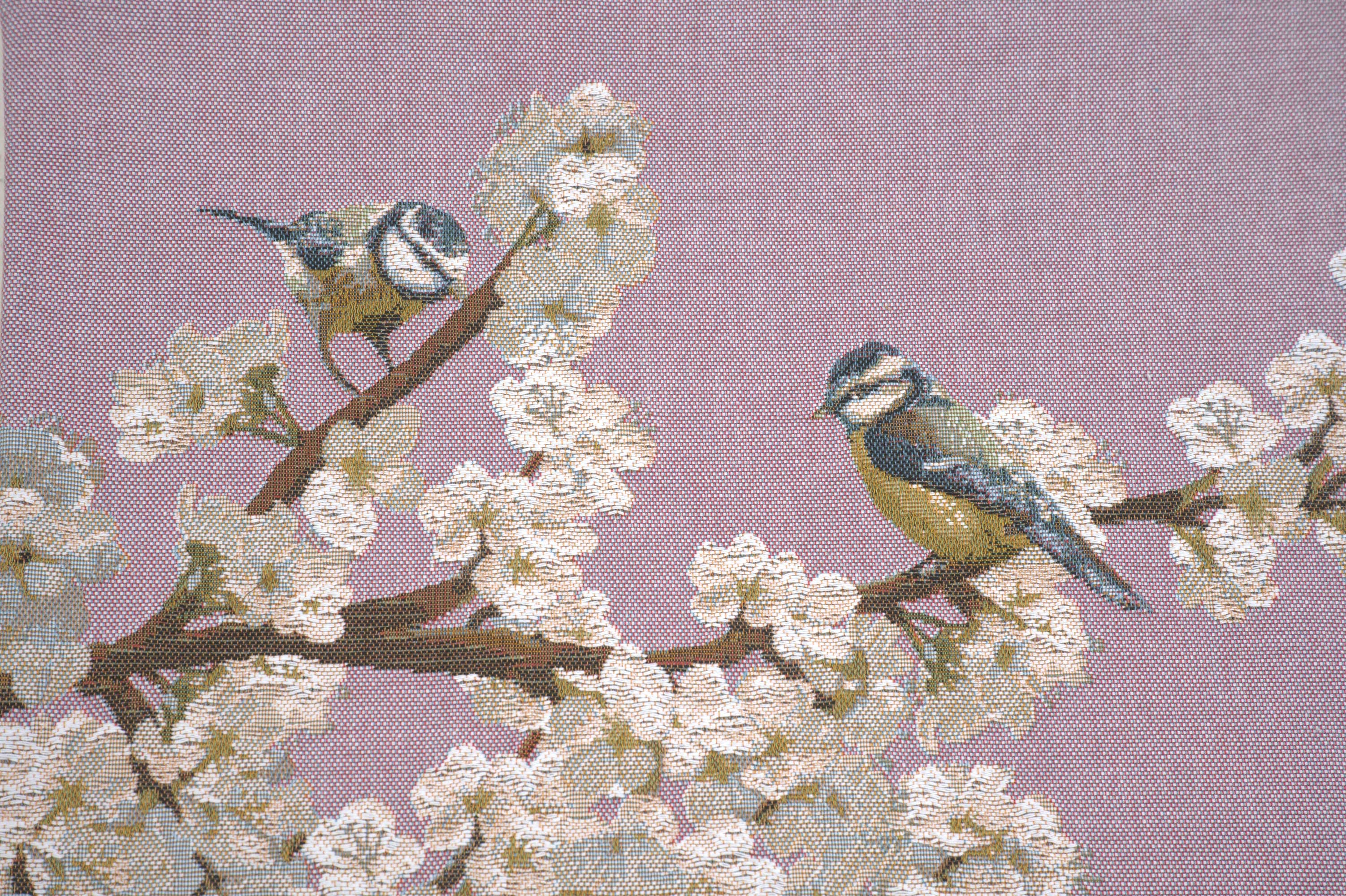 Passerines On Branch Pink  French Tapestry Cushion