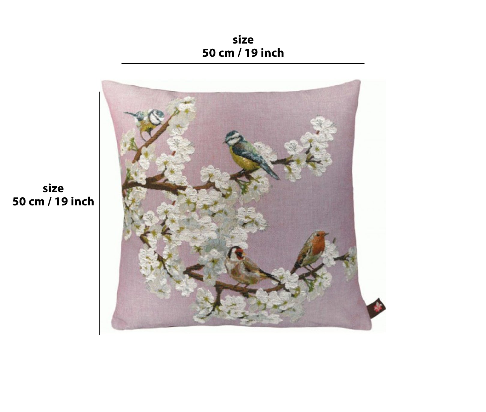 Passerines On Branch Pink  French Tapestry Cushion