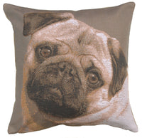 Pugs Face Grey  French Tapestry Cushion