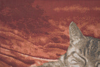 Sleeping Cat Red I French Tapestry Cushion