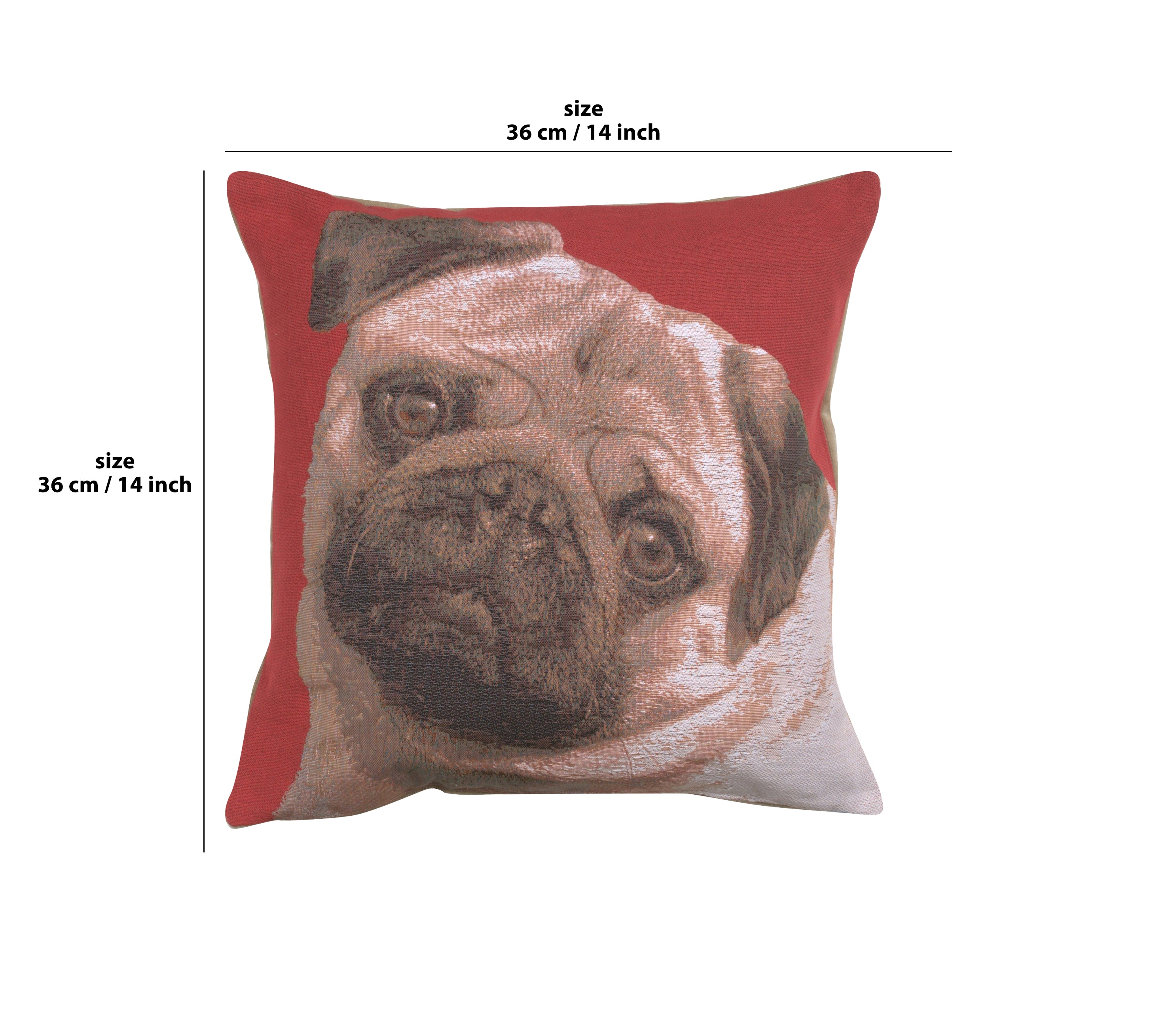 Pugs Face Red I French Tapestry Cushion