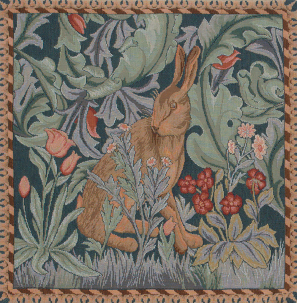 Rabbit As William Morris Right Small French Tapestry Cushion