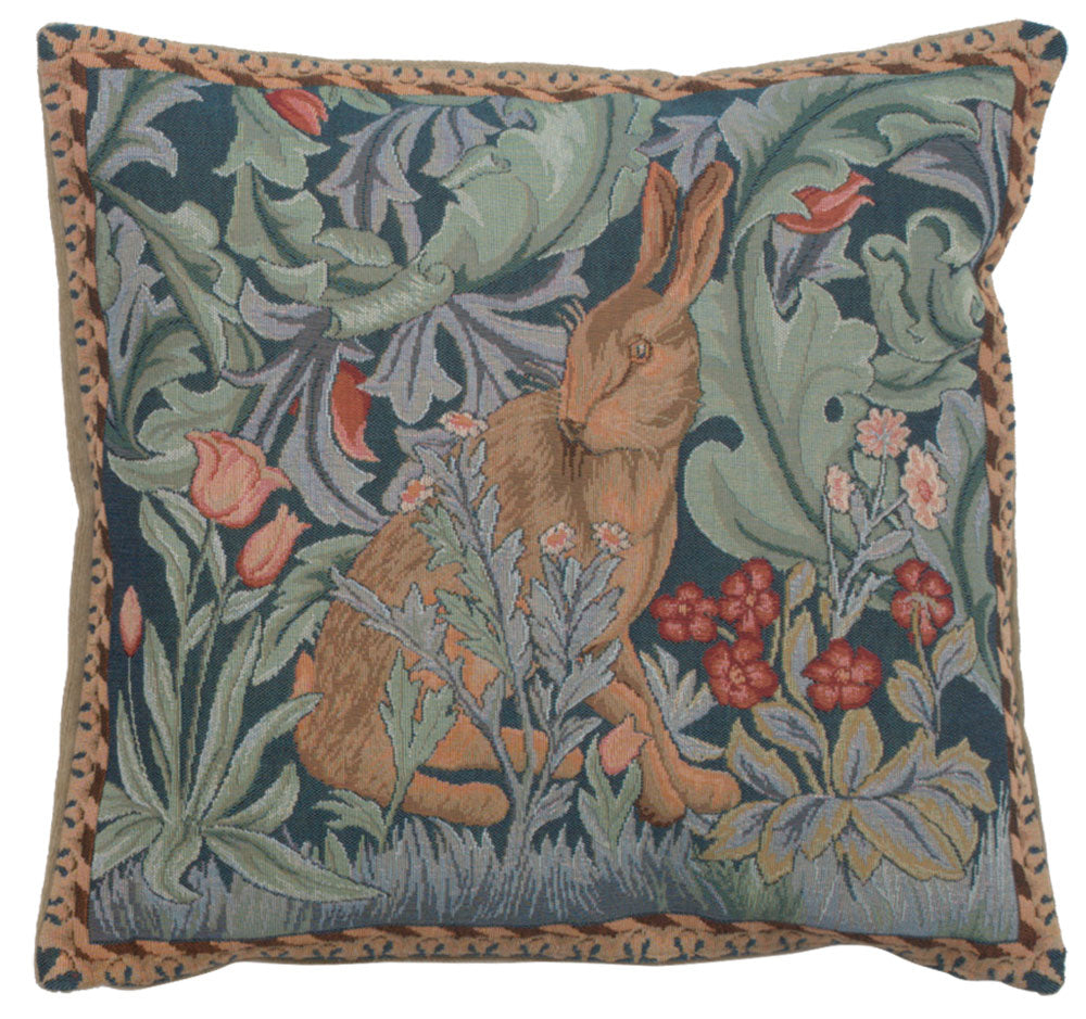 Rabbit As William Morris Right Small French Tapestry Cushion