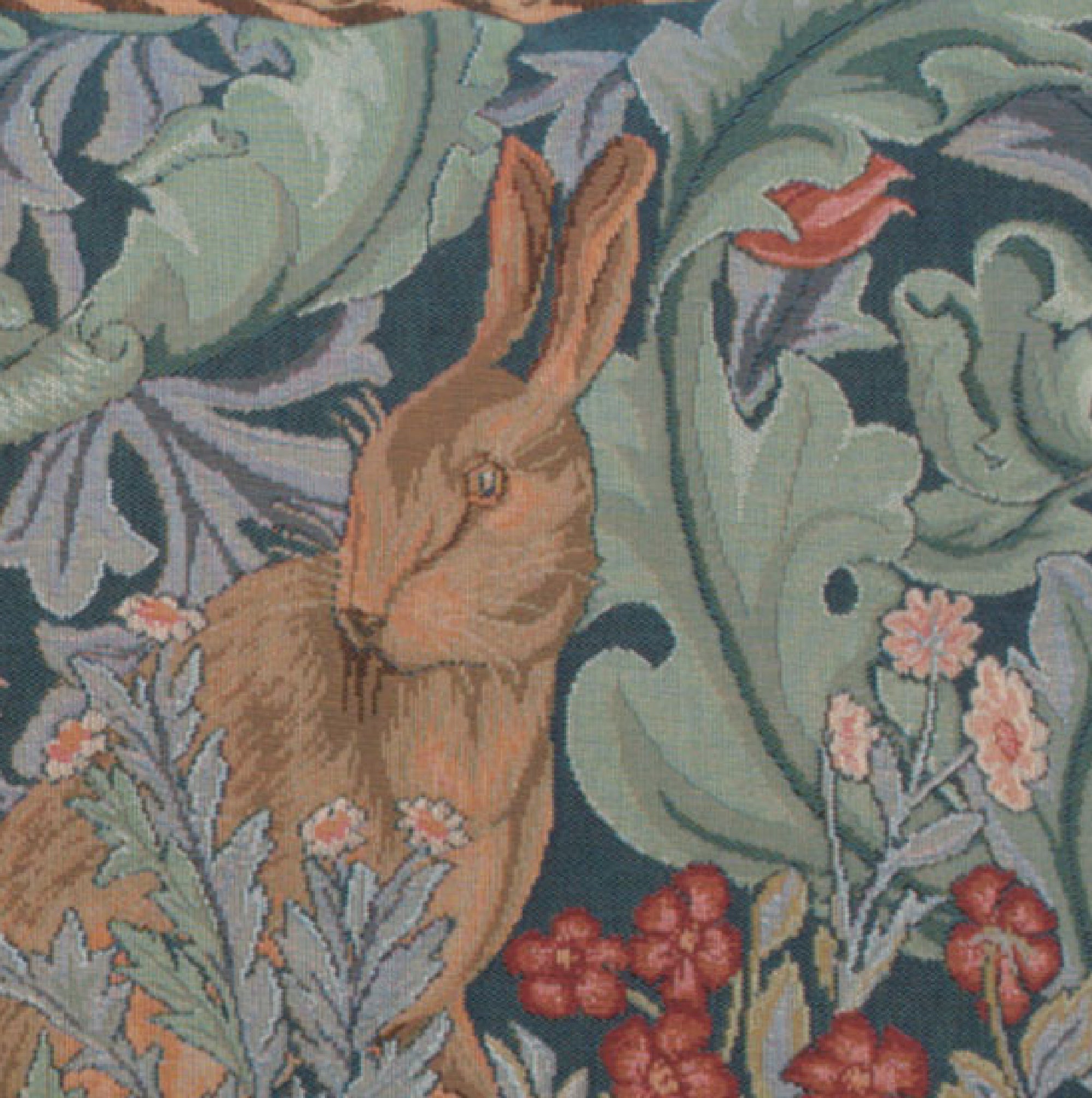 Rabbit As William Morris Right Small French Tapestry Cushion