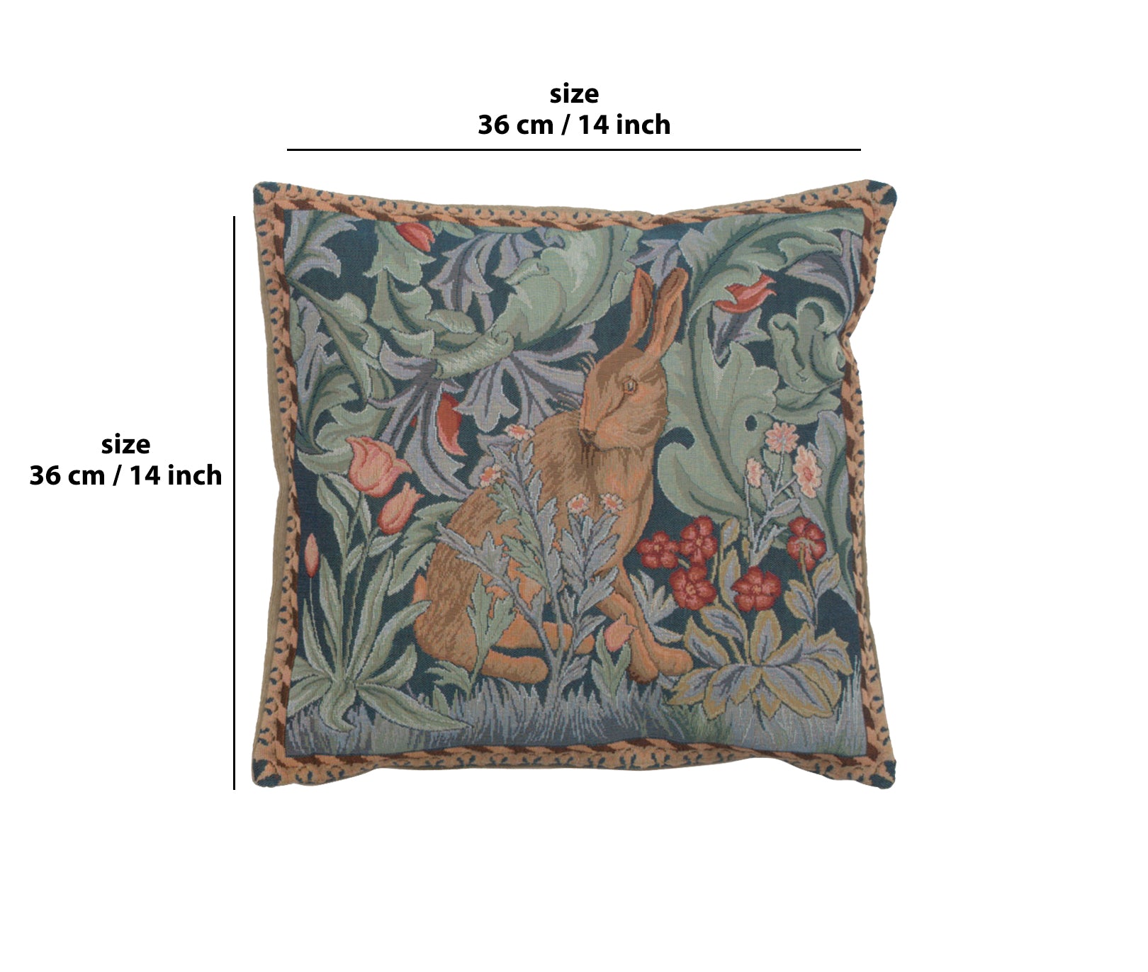 Rabbit As William Morris Right Small French Tapestry Cushion