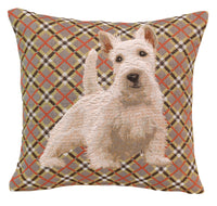 White Scottish Dog French Tapestry Cushion