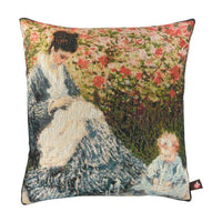 Camille et lenfant French Tapestry Cushion by Claude Monet