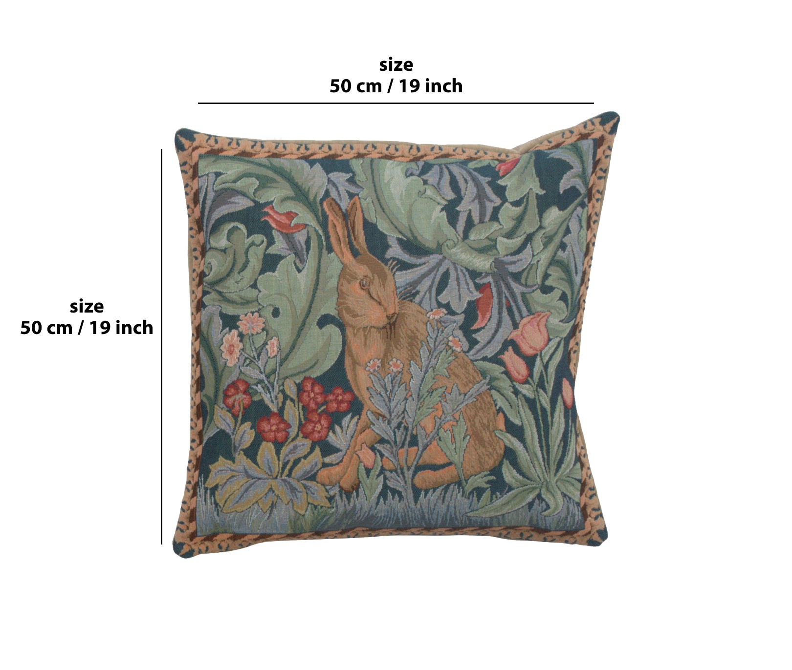 Rabbit as William Morris Left Large French Tapestry Cushion