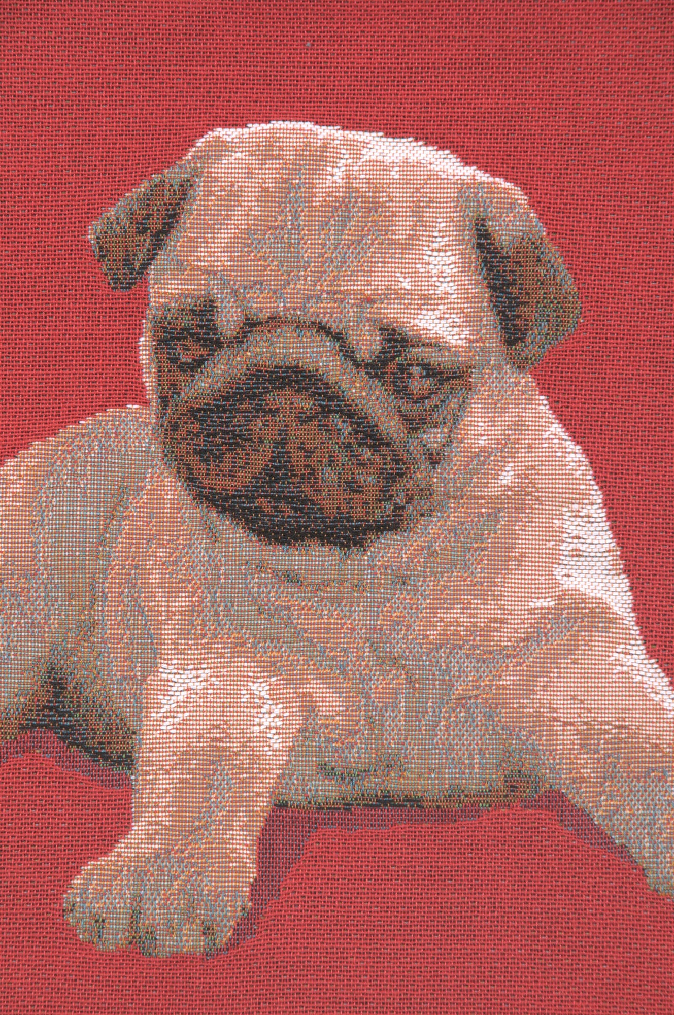 Puppy Pug Red French Tapestry Cushion