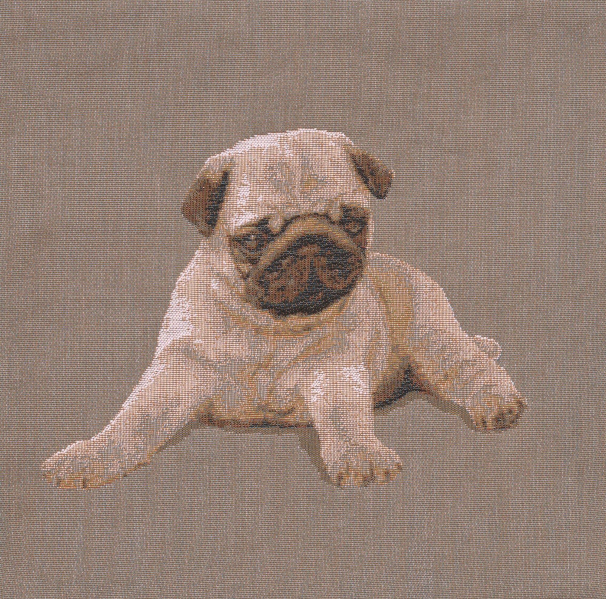 Puppy Pug Grey French Tapestry Cushion