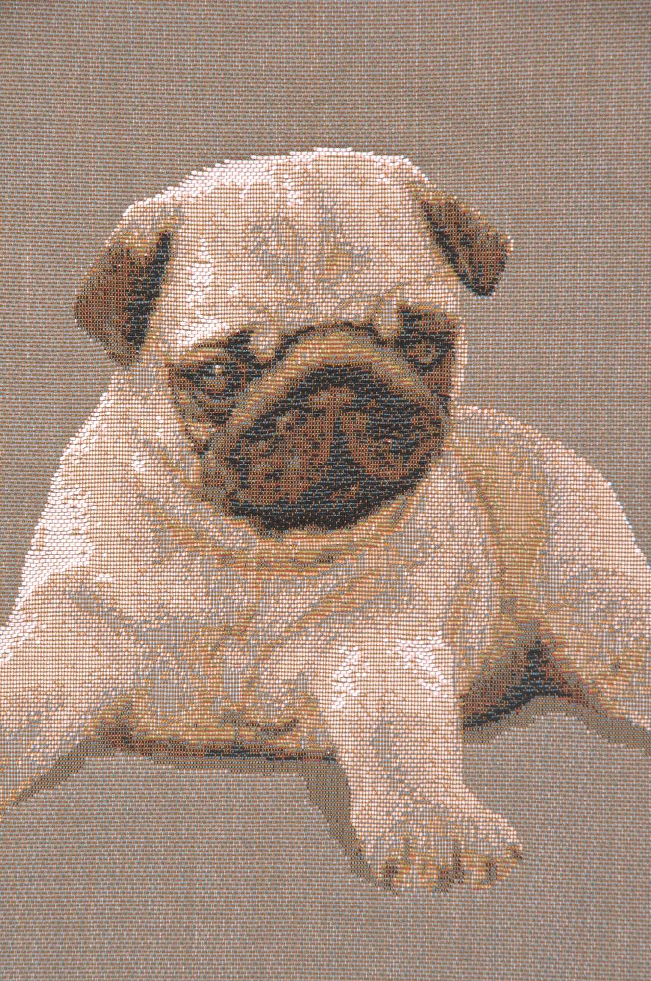 Puppy Pug Grey French Tapestry Cushion