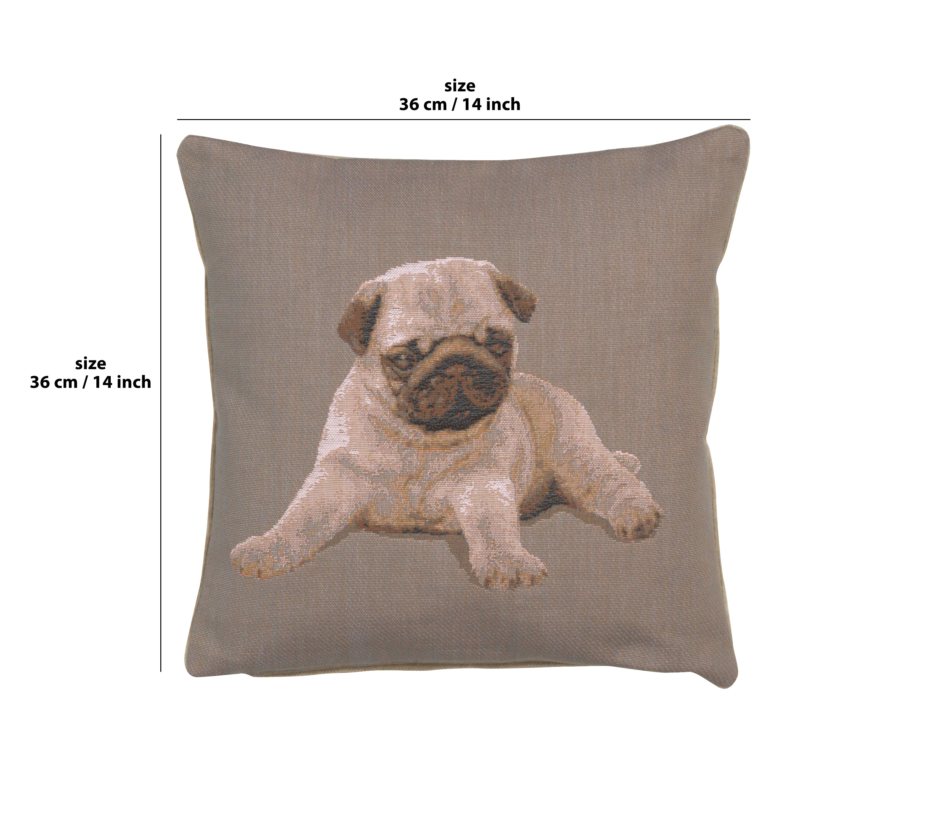 Puppy Pug Grey French Tapestry Cushion