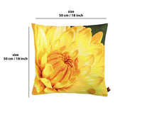 Close up on Yellow Dahlias Dark Background French Tapestry Cushion