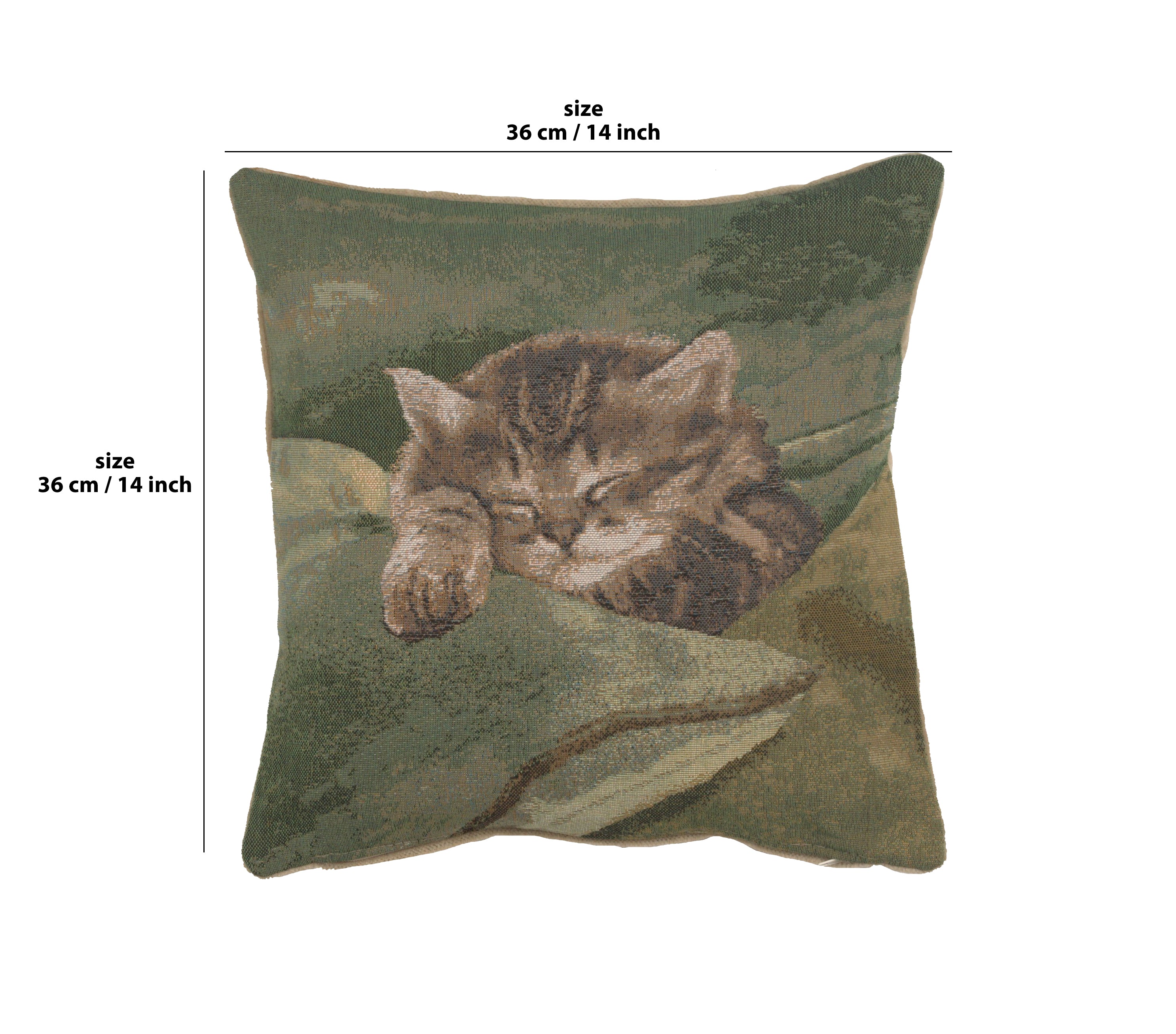 Sleeping Cat Blue French Tapestry Cushion