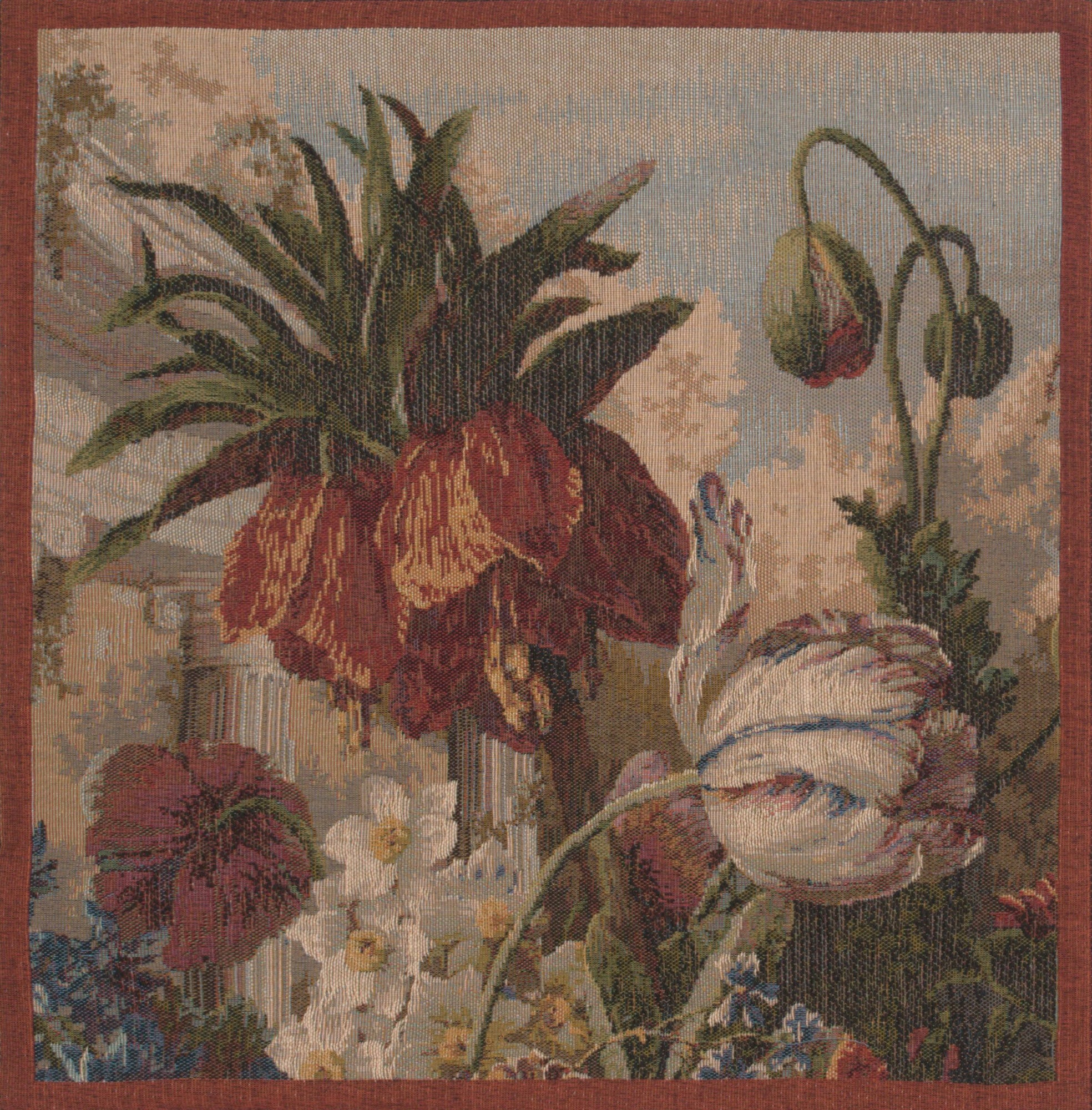 Fleur Exotique French Tapestry Cushion by Jan Frans  Van Dael