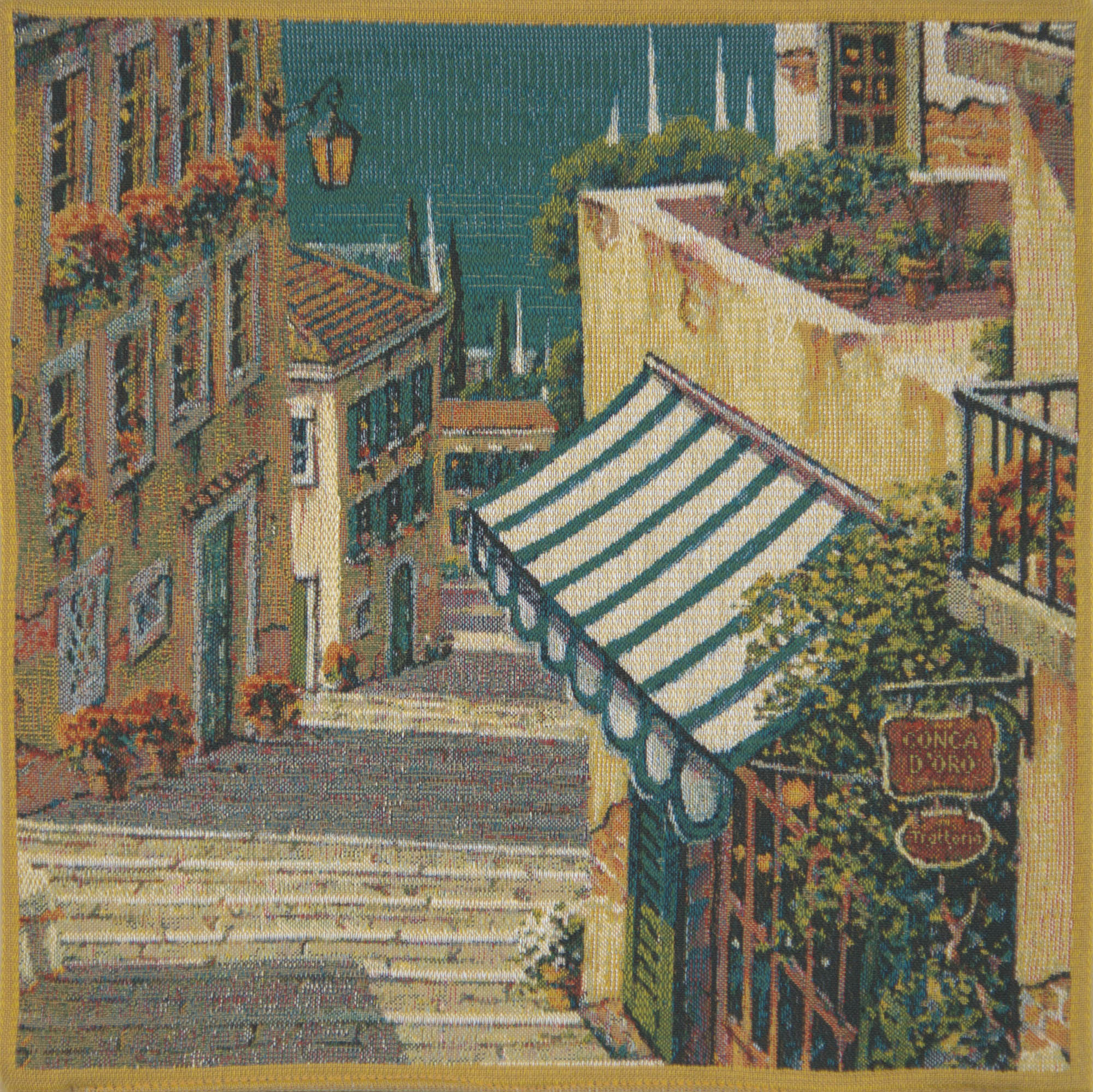 Bellagio Village I Belgian Tapestry Cushion by Robert Pejman