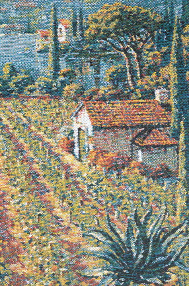 Lakeside Vineyard Right Belgian Tapestry Cushion by Robert Pejman