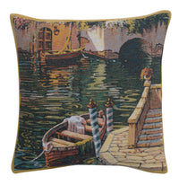 Varenna Reflections Boat II Belgian Tapestry Cushion by Robert Pejman